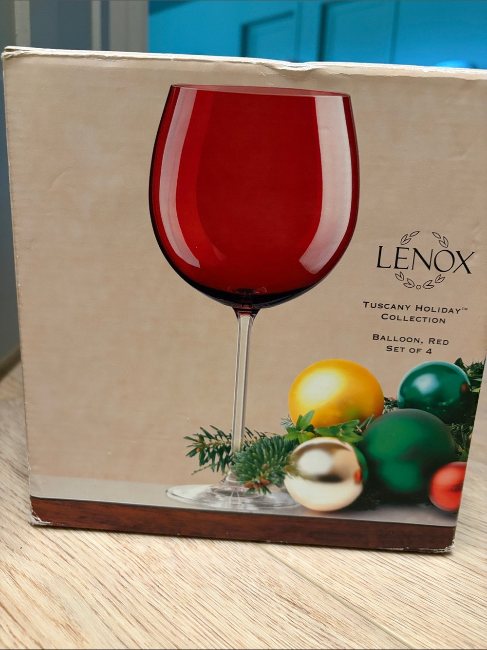 Lenox Red Balloon Wine Glasses Holiday Set